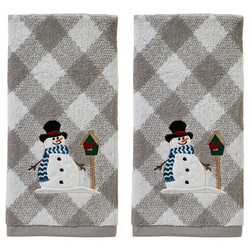 Snowman Birdhouse 2-Piece Hand Towel Set, Gray