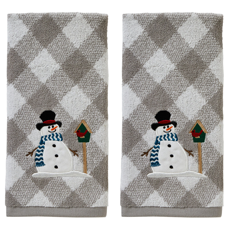 Snowman Birdhouse 2-Piece Hand Towel Set, Gray