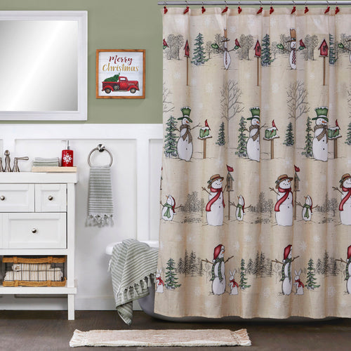 Snowman Land Shower Curtain & Hook Set, Beige, Lifestyle