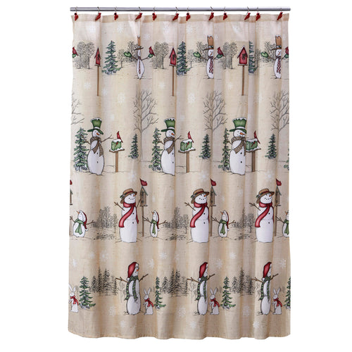 Snowman Land Shower Curtain & Hook Set, Beige