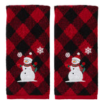 Snowman 2-Piece Hand Towel Set, Red/Black