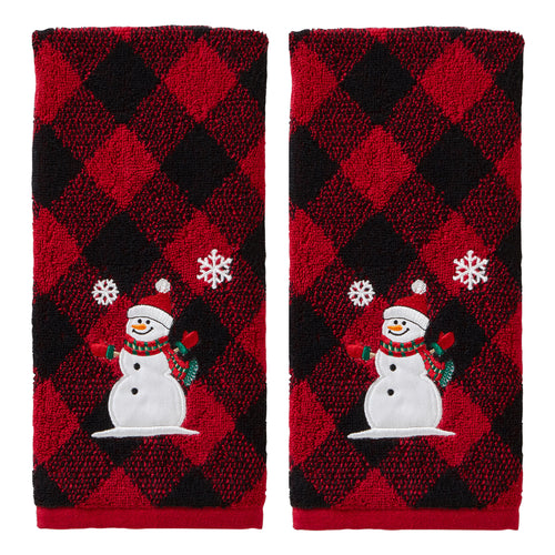 Snowman 2-Piece Hand Towel Set, Red/Black