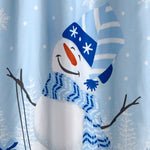 Snowman Sled Shower Curtain & Hook Set, Blue, detail