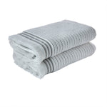 Subtle Stripe Bath Towel, White/Gray, stack