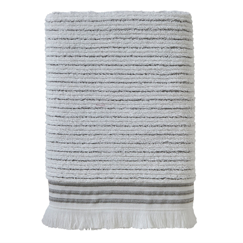 Subtle Stripe Bath Towel, White/Gray