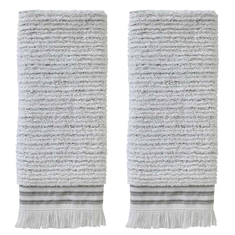 Subtle Stripe Hand Towel Set, White/Gray