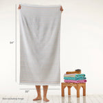 Subtle Stripe Bath Towel, White Multi, with size info