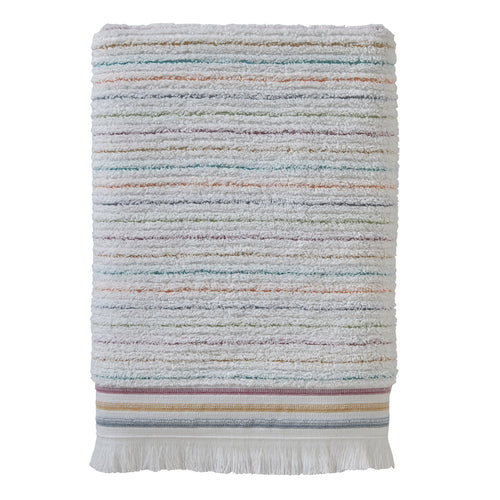 Subtle Stripe Bath Towel, White Multi