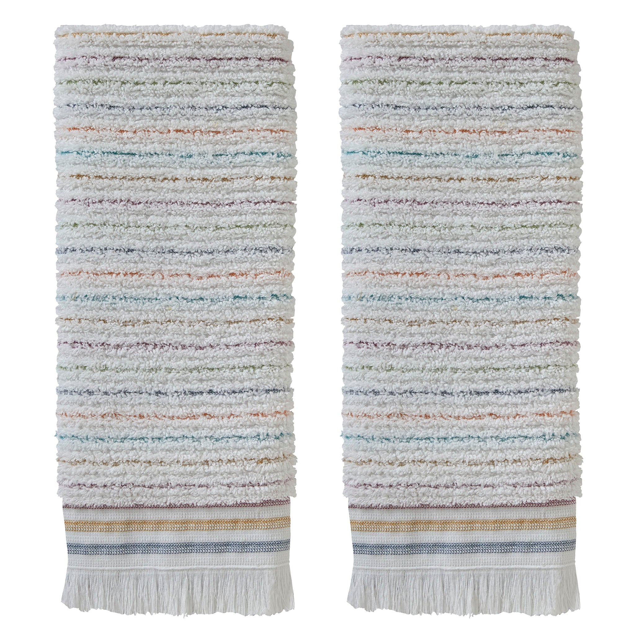 Subtle Stripe Hand Towel Set, White Multi