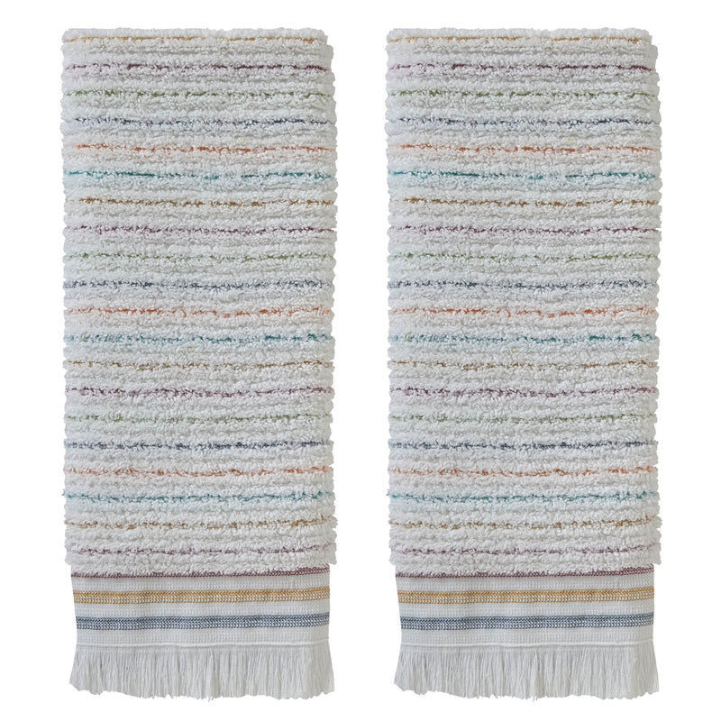 Subtle Stripe Hand Towel Set, White Multi