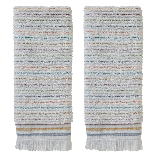 Subtle Stripe Hand Towel Set, White Multi
