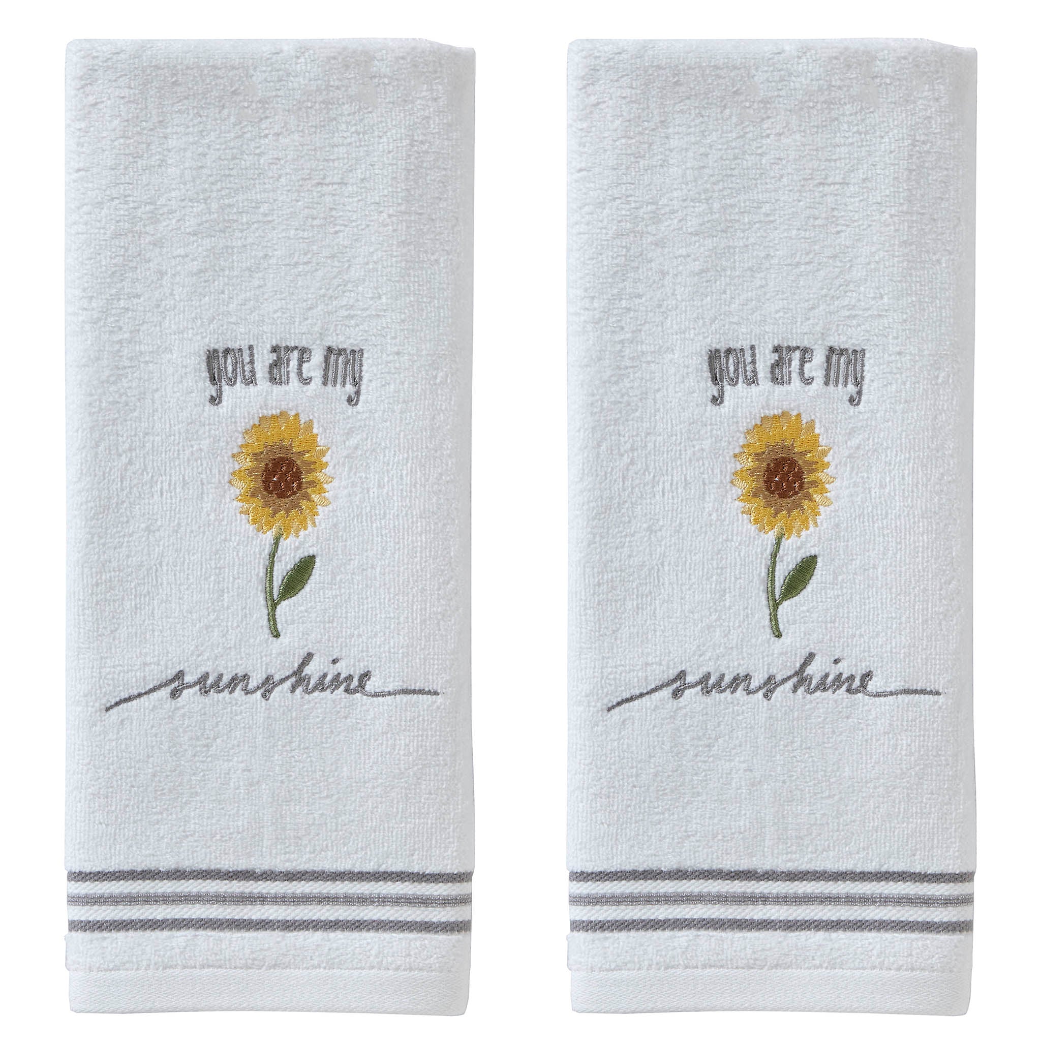 Sunshine 2-Piece Hand Towel Set, White