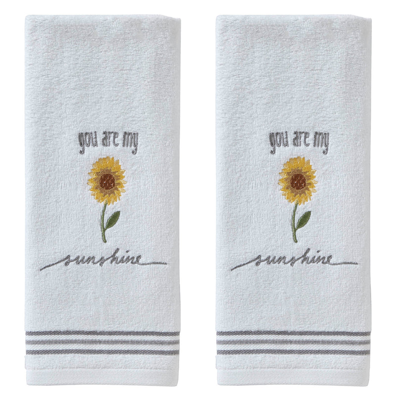 Sunshine 2-Piece Hand Towel Set, White