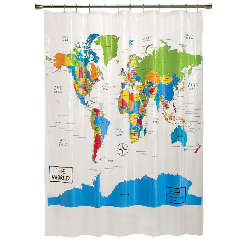 The World PEVA Shower Curtain, Multi