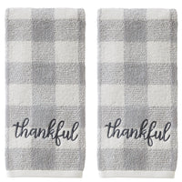 Thankful Plaid 2-piece Hand Towel Set, Gray