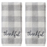 Thankful Plaid 2-piece Hand Towel Set, Gray