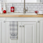 Thankful Plaid 2-Piece Hand Towel Set, Gray, lifestyle, displayed in Kitchen