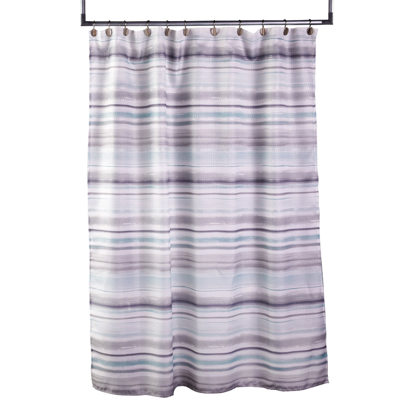 Water Stripe Fabric Shower Curtain, Aqua