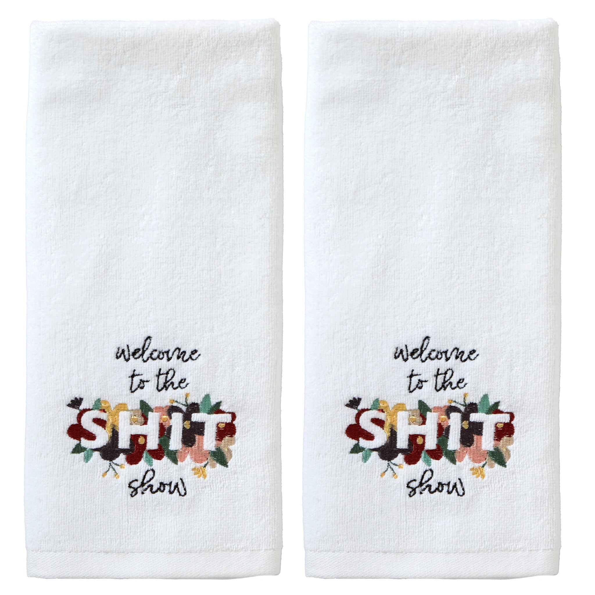 Welcome To The Show 2-Piece Hand Towel Set, White