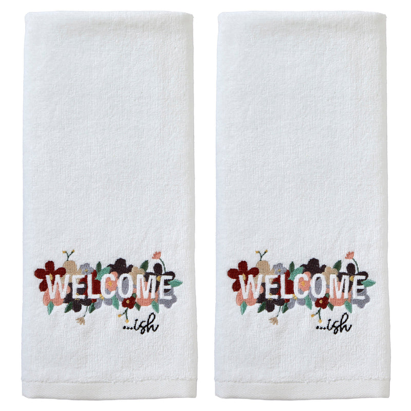 Welcome-ish 2-Piece Hand Towel Set, White