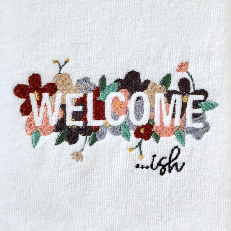 Welcome-ish Hand Towel, White, detail