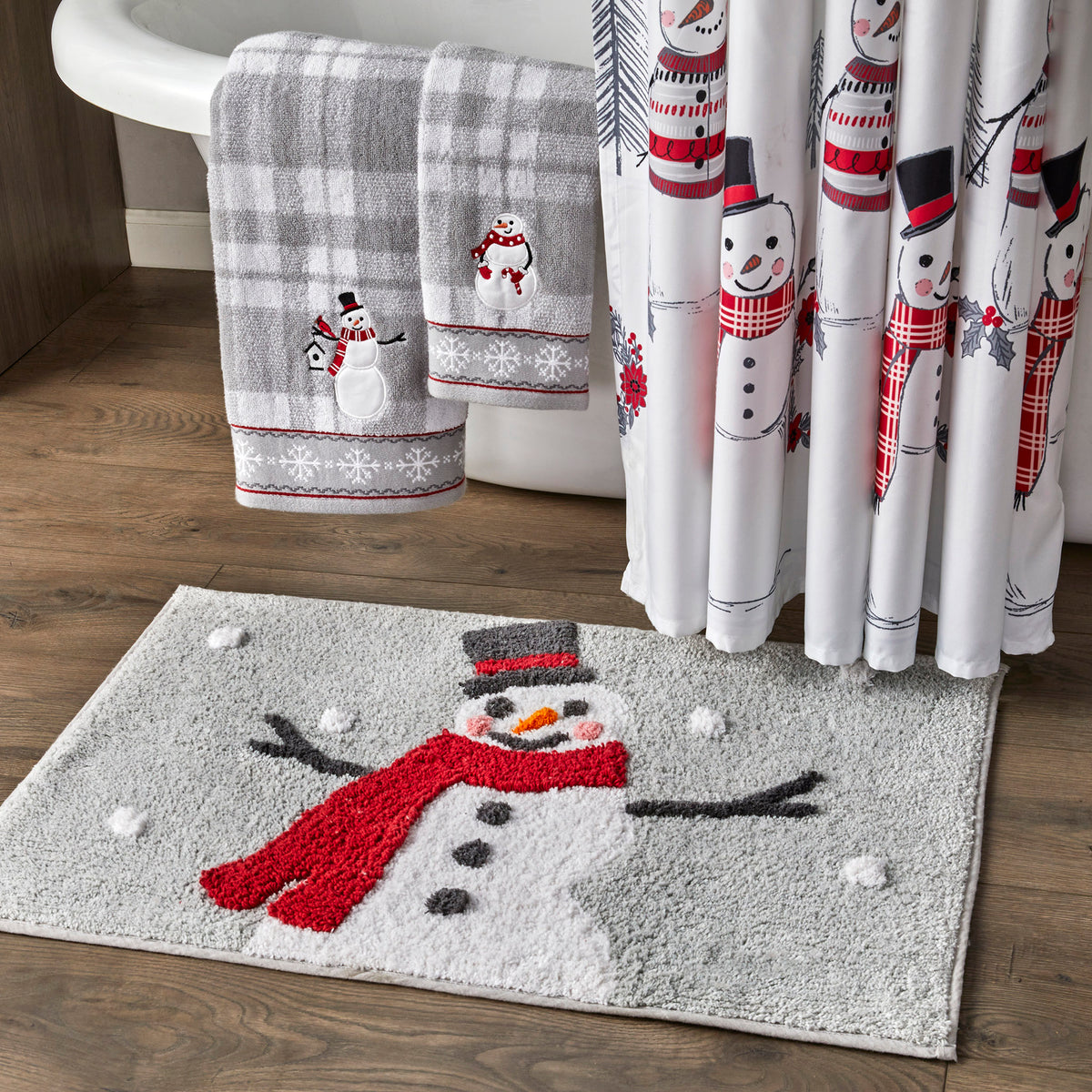 Whistler Snowman Rug, Dove Gray, Lifestyle