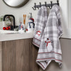 Whistler Snowman 2-Piece Hand Towel Set, Gray, Lifestyle, displayed on hooks