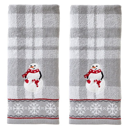 Buffalo Check Snowman Christmas Embroidered Bath Towel Cabin
