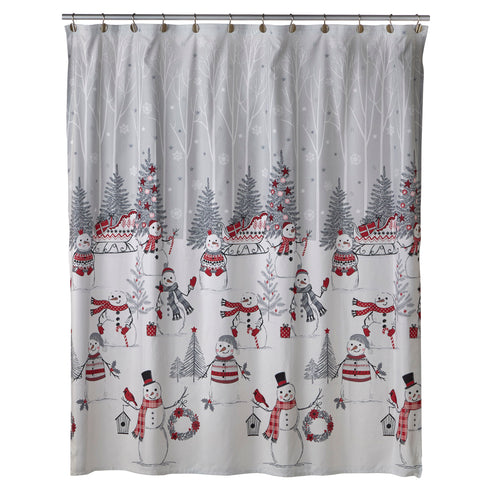 Whistler Snowman Fabric Shower Curtain, Gray