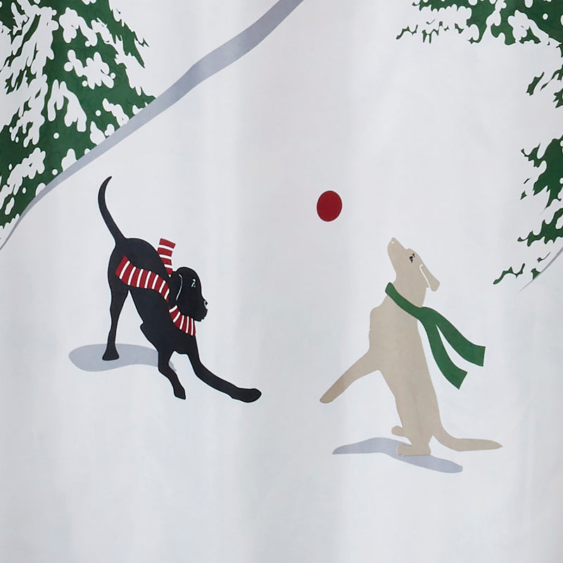 Winter Dogs Shower Curtain, Red, detail