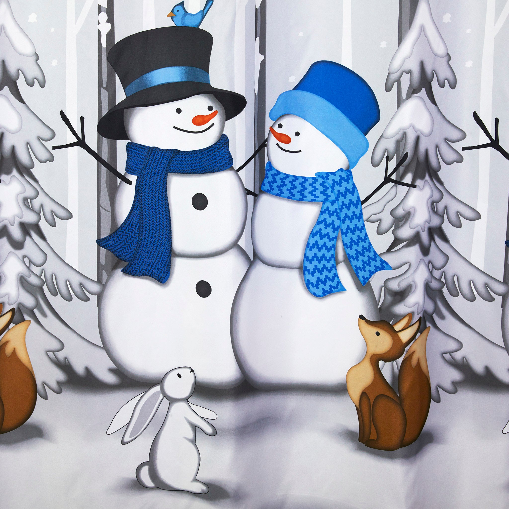 Winter Friends Fabric Shower Curtain, Gray, Detail