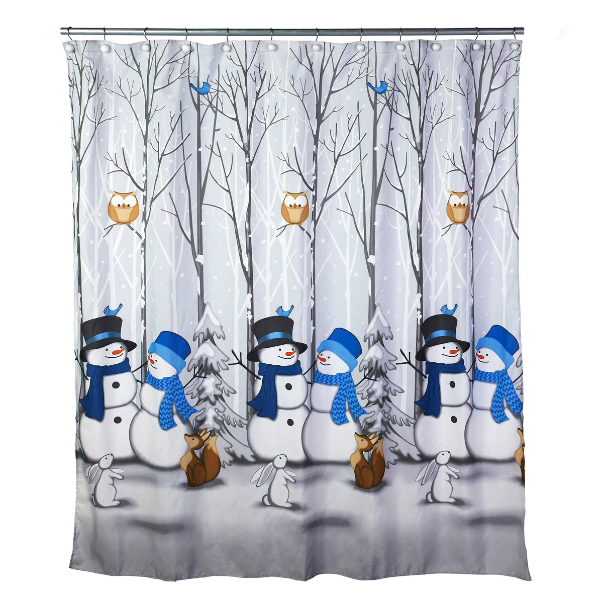 Winter Friends Fabric Shower Curtain, Gray