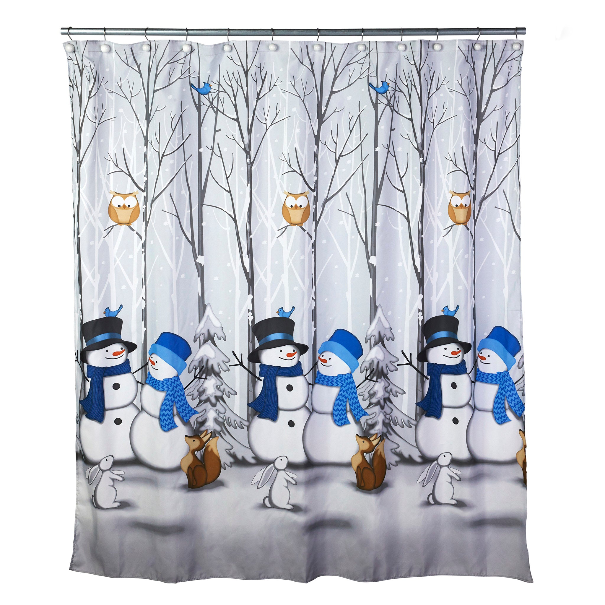 Winter Friends Fabric Shower Curtain, Gray