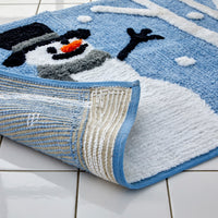 Winter Friends Rug, Blue, showing back