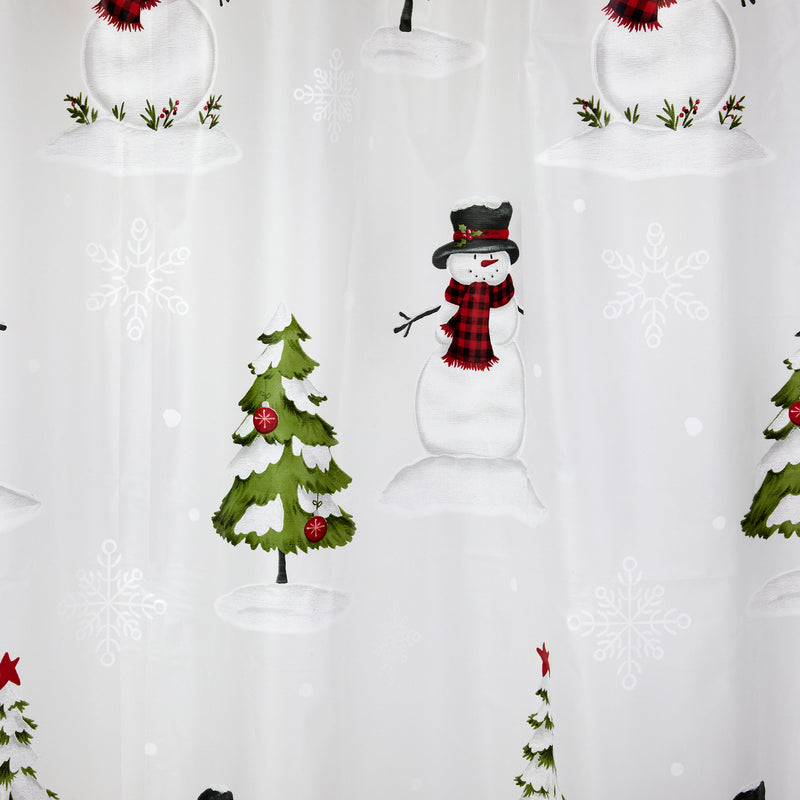 Woodland Winter Vinyl Shower Curtain, Frosted White/Multi, detail