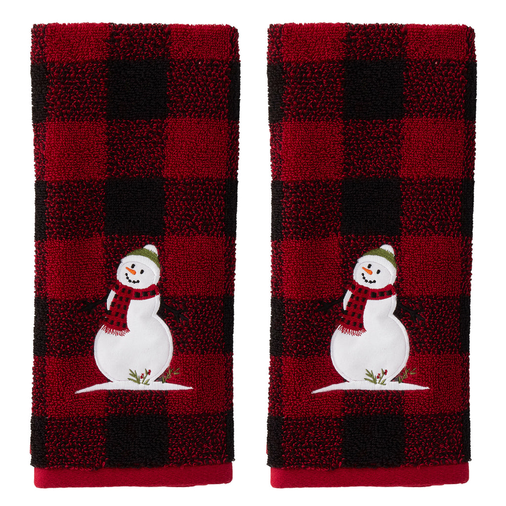 Farm Truck Plaid Jacquard Embroidered 2-Piece Hand Towel Set, Gray